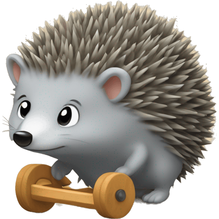 grey hedgehog on Wood wheels for baby emoji