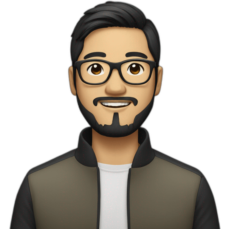 asian designer with glasses and black hair and beard emoji