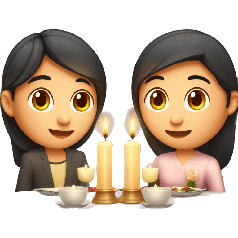 romantic candle light dinner for asian couple emoji