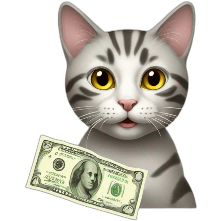 Cat counting dollars emoji