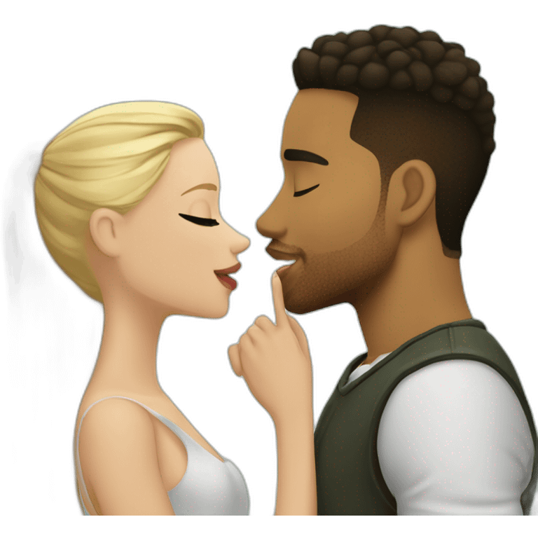 Romeo Santos kiss the mouth of the blond girl and green eyes emoji