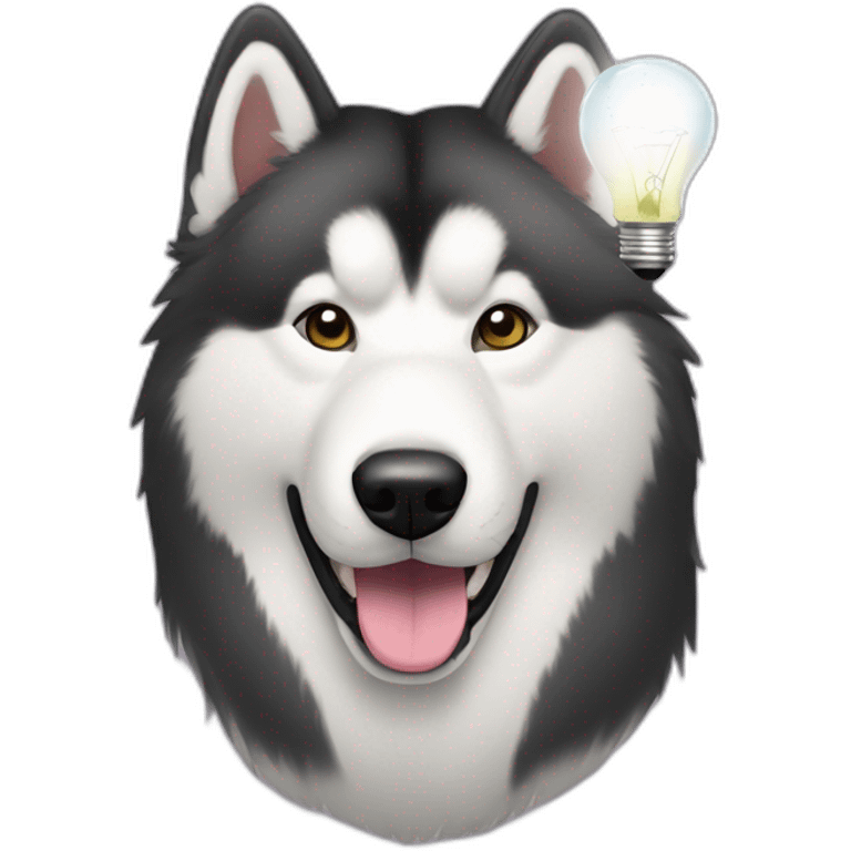 Malamute dog with light bulb emoji