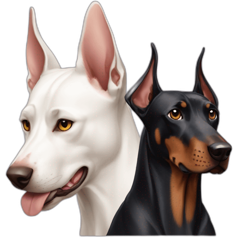 Doberman with white cat emoji