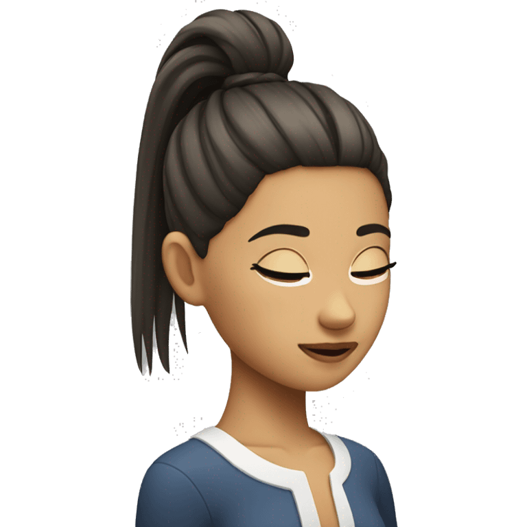 A girl with closed eyes and a high ponytail  emoji