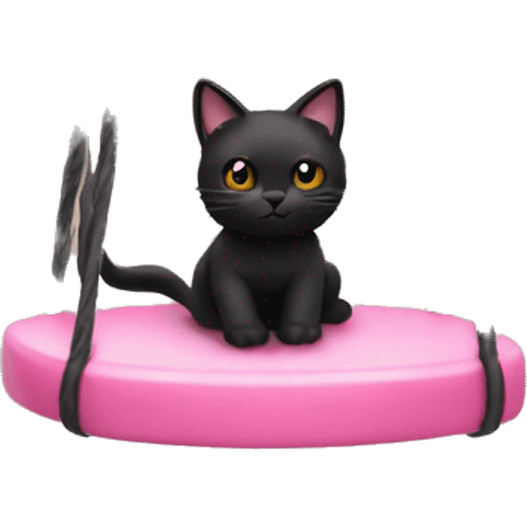 Pink swing with black cat on it emoji