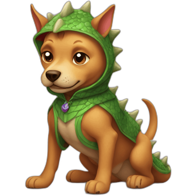 dog wearing a dragon suit emoji