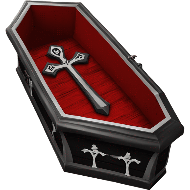 Red and black Gothic coffin with a ankh ￼ emoji