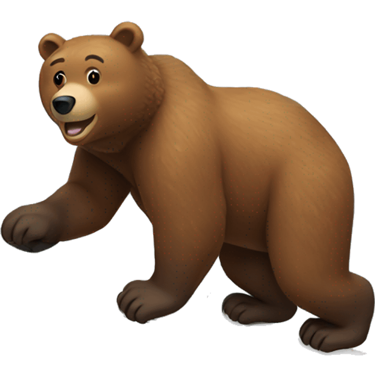 Brown bear sliding down snowy mountains  emoji