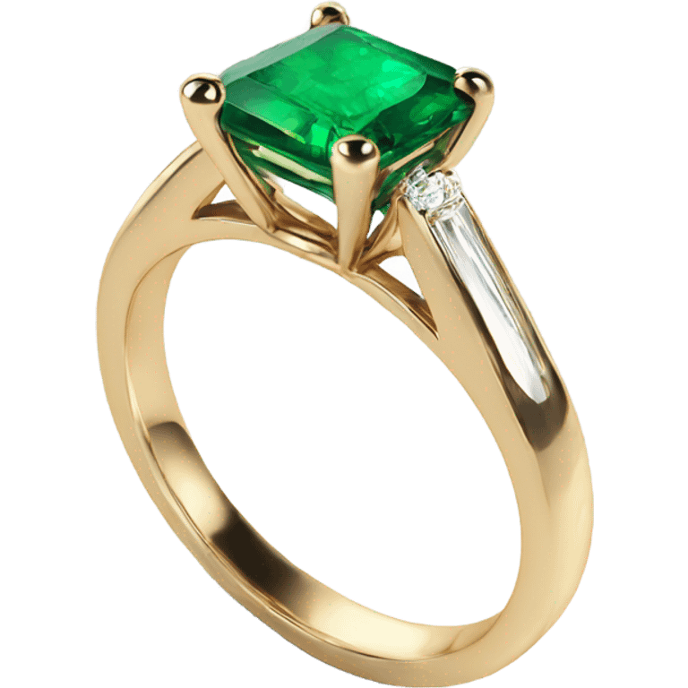 Solitaire emerald cute Engagement ring emoji