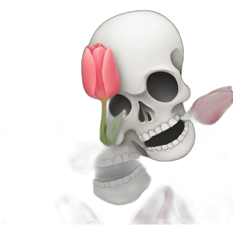 Black and white skull with tulips emoji