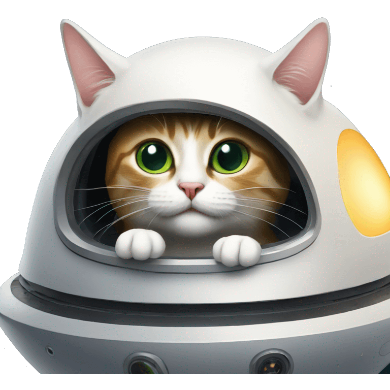 funny cat on alien spaceship emoji