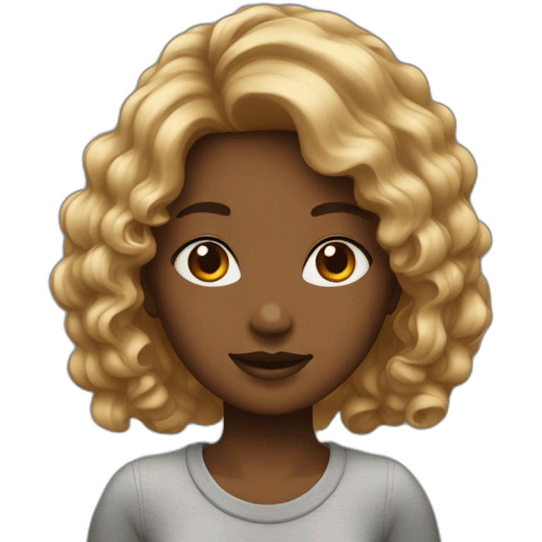 filles noir avec des cheveux brun emoji