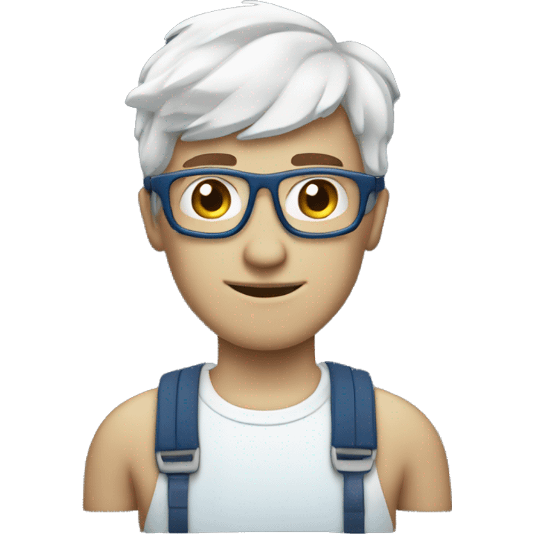 cool tech guy white skin with blue backgrond emoji