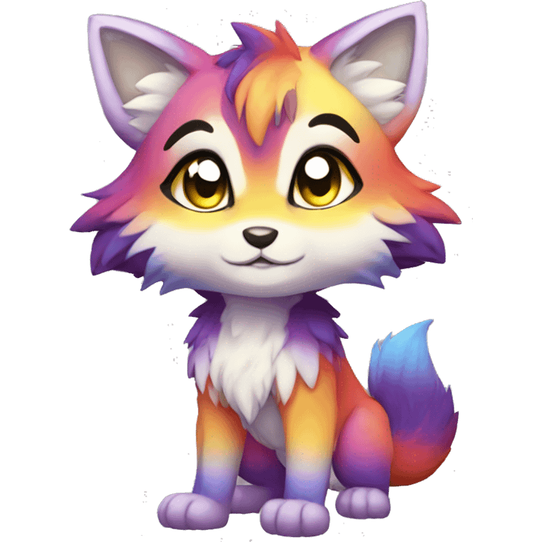 shiny, colorful, gradient, Kemono-style, Chibi, Anthro-Fur-Sona-Fakémon, Full Body emoji