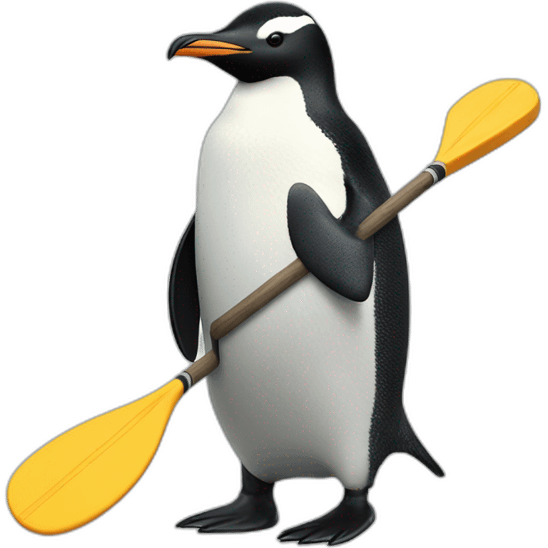 penguin with a paddle in hand emoji