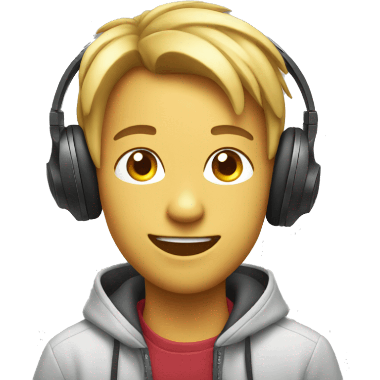 Smiling emoji wearing headphones emoji