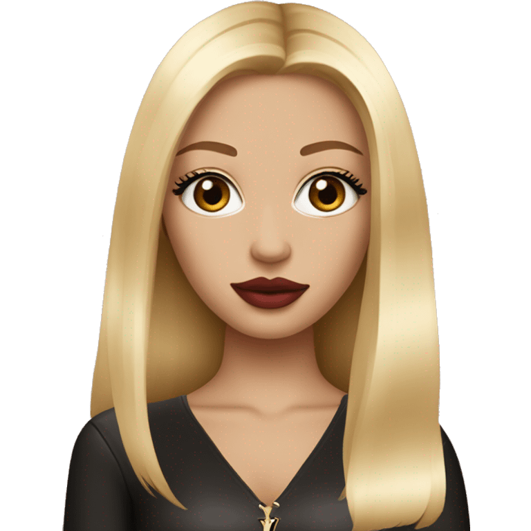 Blonde Girl with eylashes, rose lipstick, straight hair and louis vuitton bag emoji