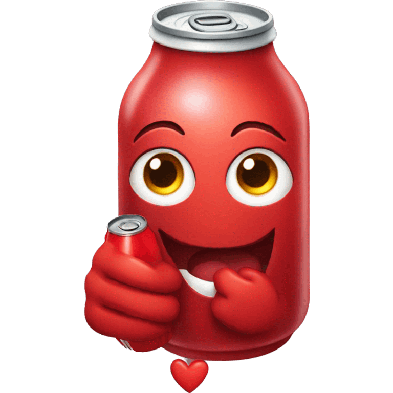 A red heart ❤️ with eyes, a mouth, and hands, looking tipsy and drunk, holding a bottle of drink in one hand, with a playful, wobbly expression emoji