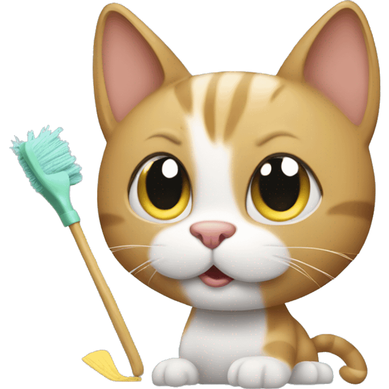 cat cleaning emoji