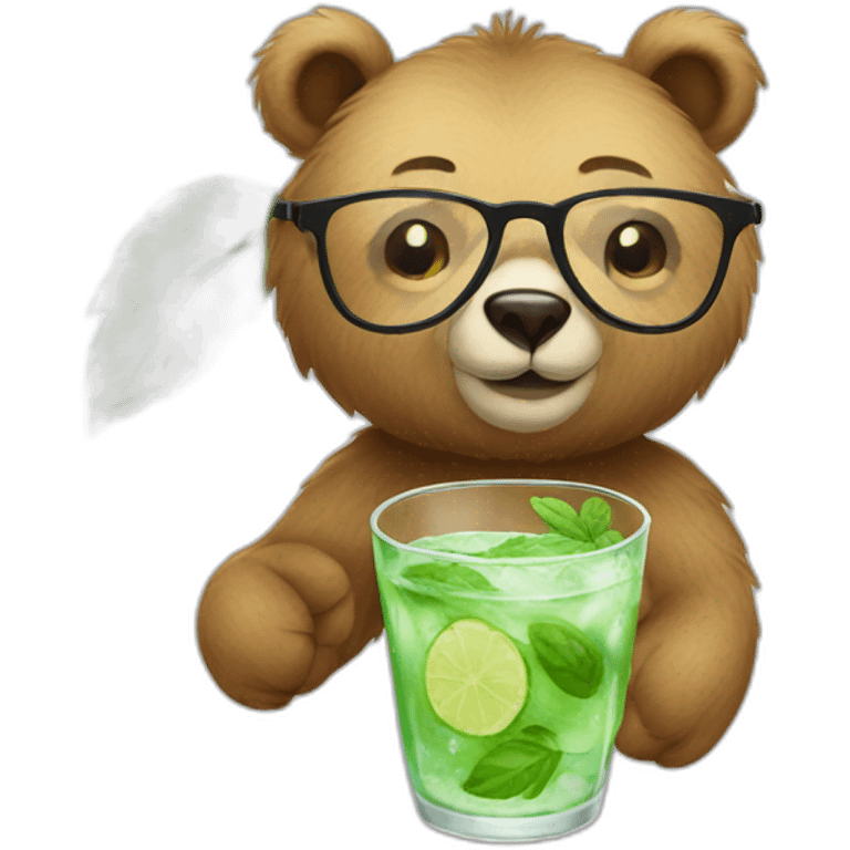 bear with glasses drinking mojito emoji