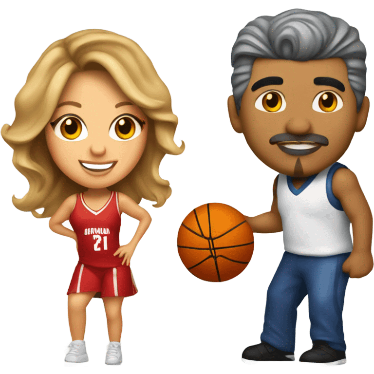 Mariah Carey playing basketball with George Lopez emoji