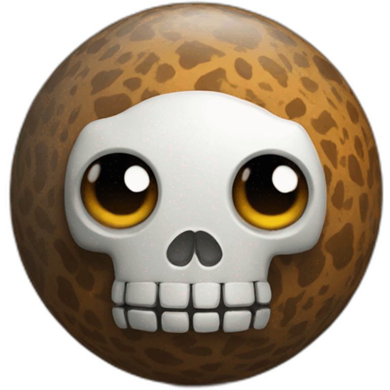 3d sphere with a cartoon Skeleton Horse skin texture with big kind eyes emoji