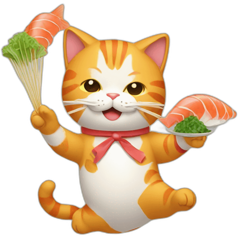 cat juggling sashimi emoji