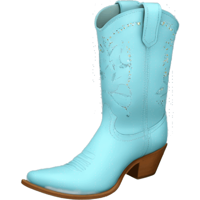 Light blue cowgirl boots with seashell print emoji