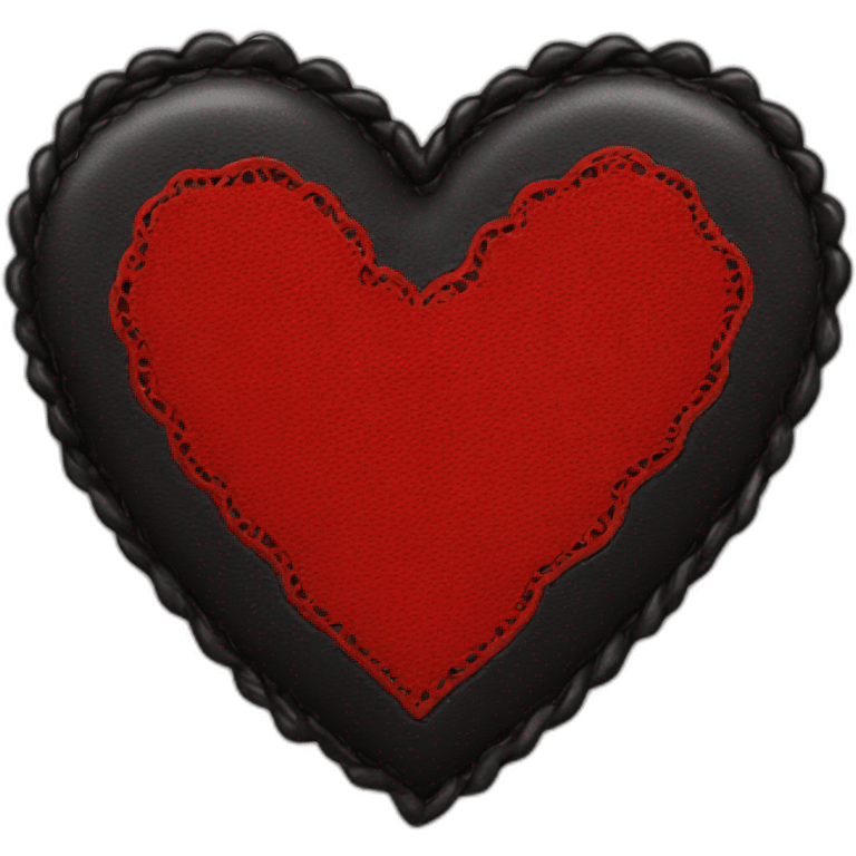 Black leather heart with red lace border emoji