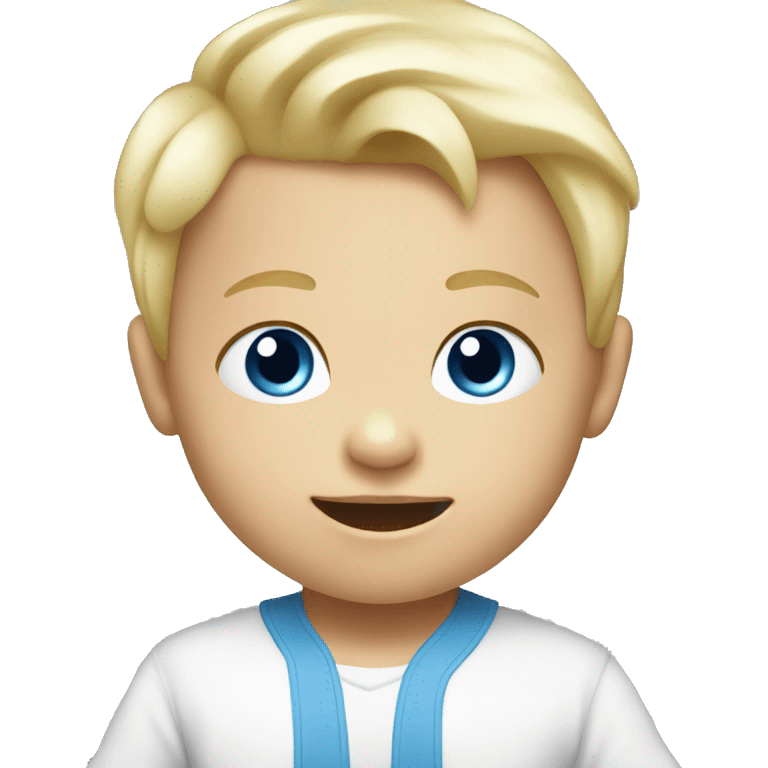 Blonde blue eyes baby boy playing  emoji