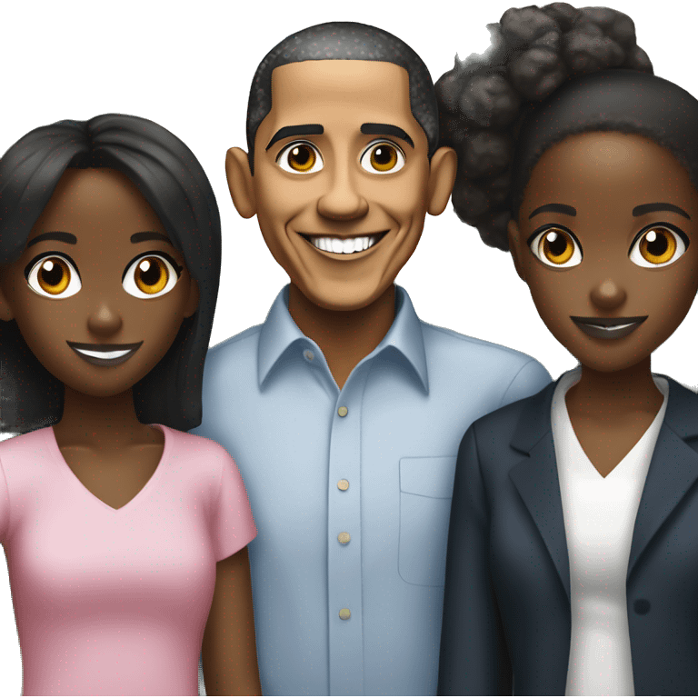 barack obama and two black girls  emoji