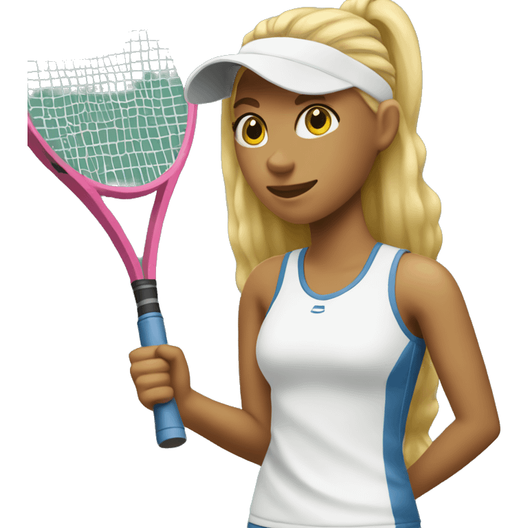 Teenage Girl playing Tennis with blond hair emoji