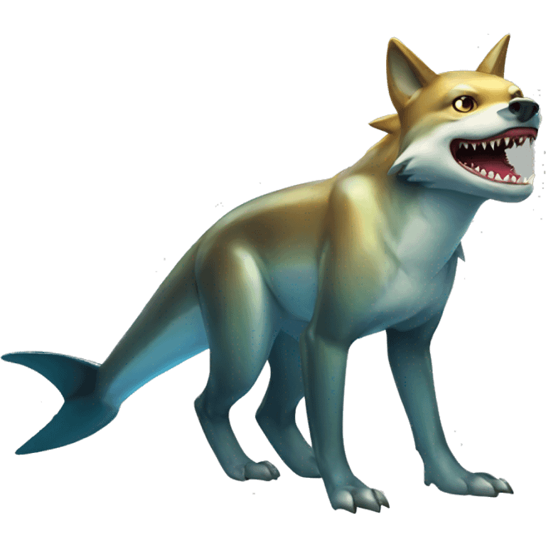 Shiny Colorful Shark-Wolf Full Body emoji