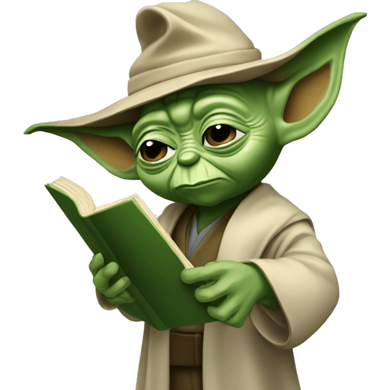 Master Yoda with a detective magnifying glass and a book  emoji