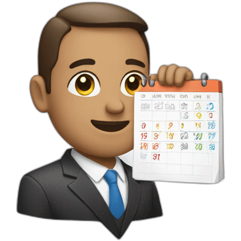 a man in a suit holding a calendar emoji