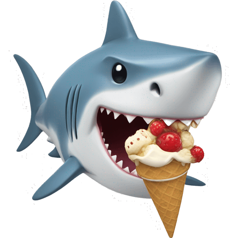 Shark with a top hat eating ice cream emoji