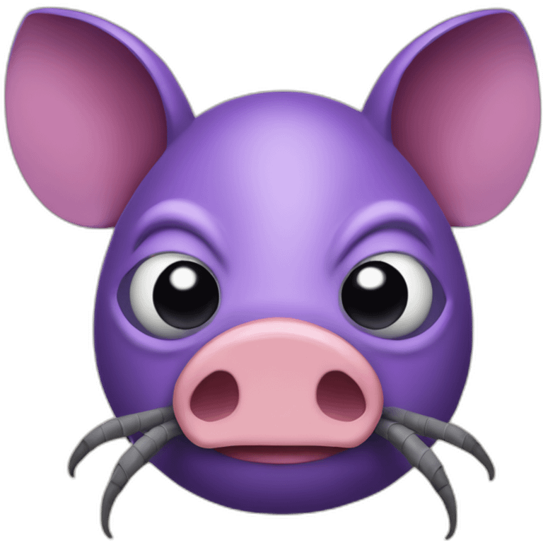 Purple Pig insect armadillo with evil angry grumpy face emoji