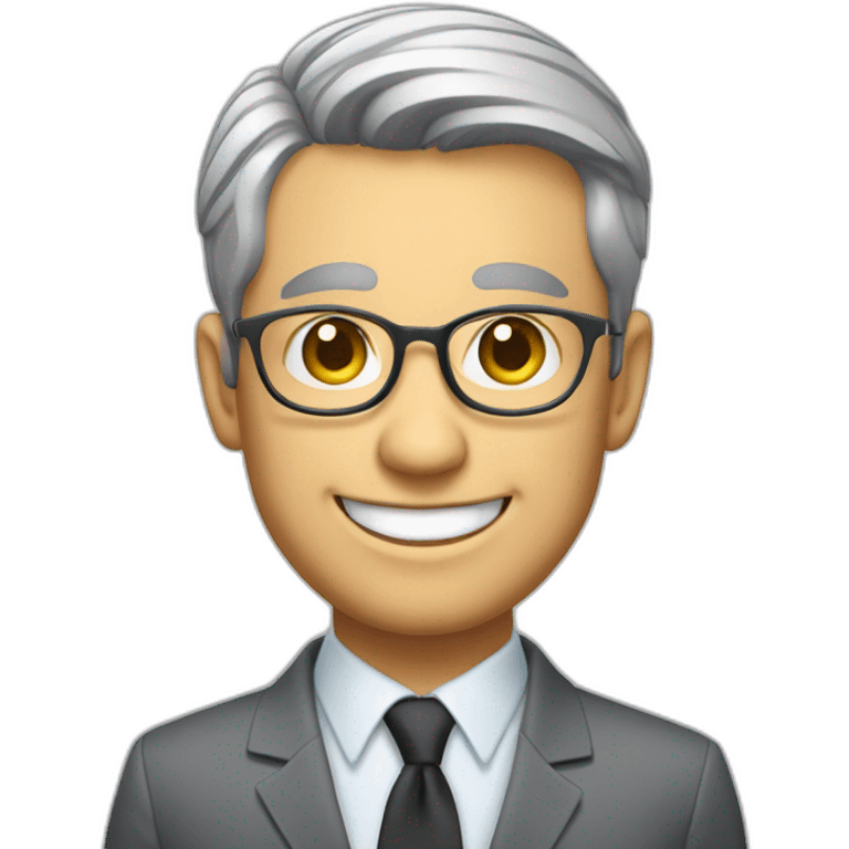 Smiling réal estate agent with a graying bearb and short hair emoji