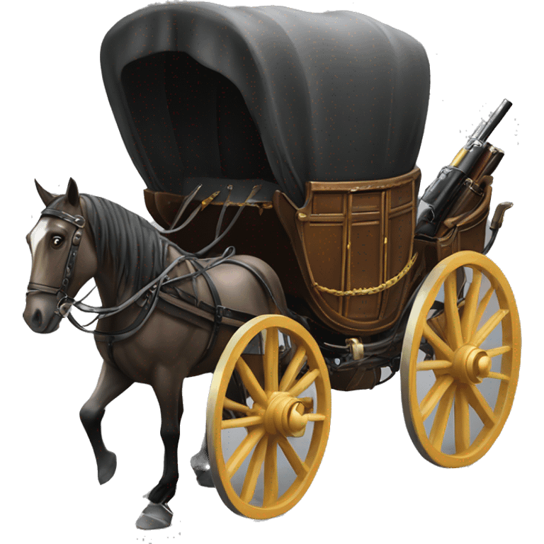 A horse-drawn carriage with ammunition emoji