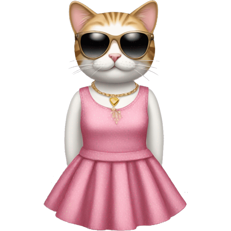 Cat wearing a dress & sunglasses  emoji