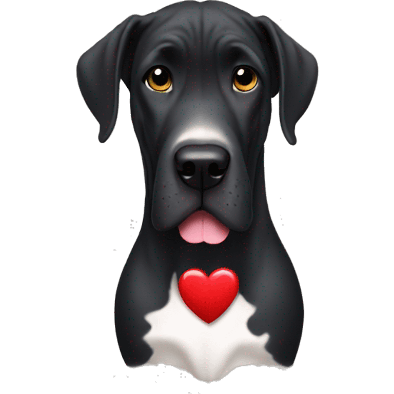 Black Great Dane with a heart emoji