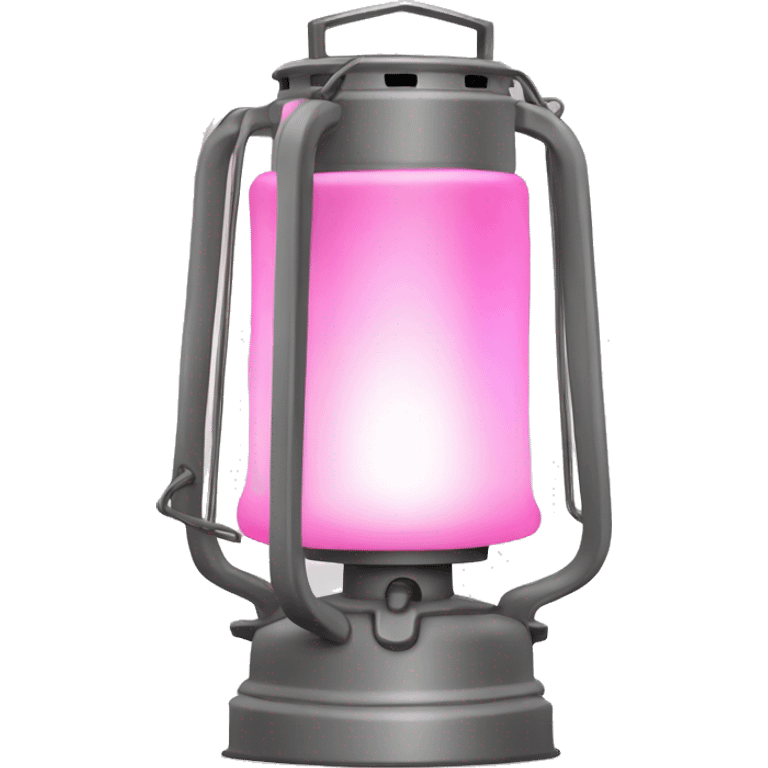 Realistic camping pink and gray lit camping lantern lisolated. emoji