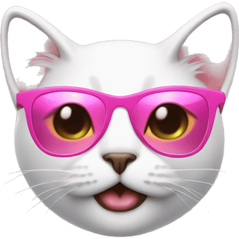 Cute cat with a pink sunglasses and glossy lips  emoji