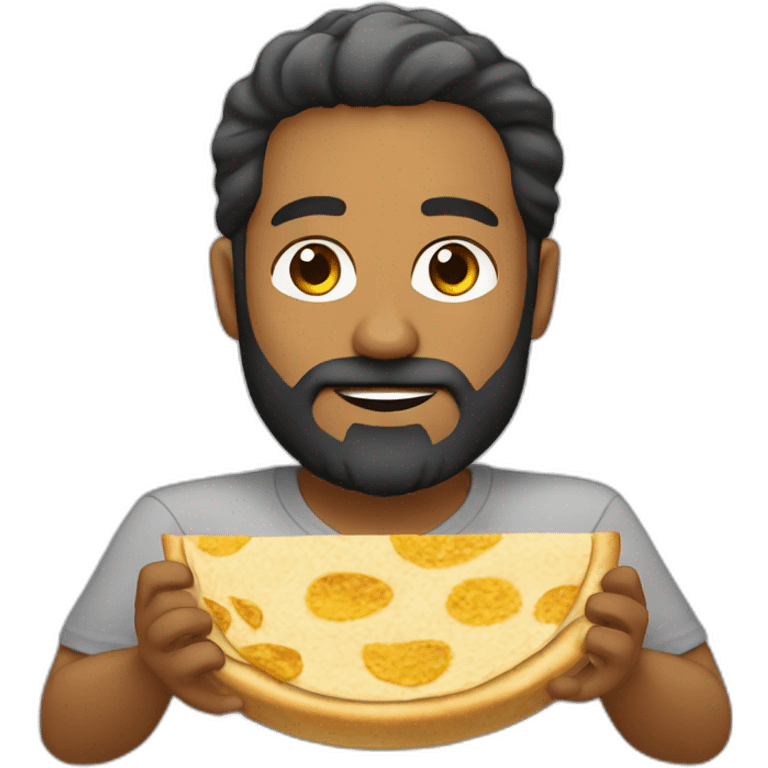 Big Sri Lanka Guy with full beard is eating Tortilla emoji