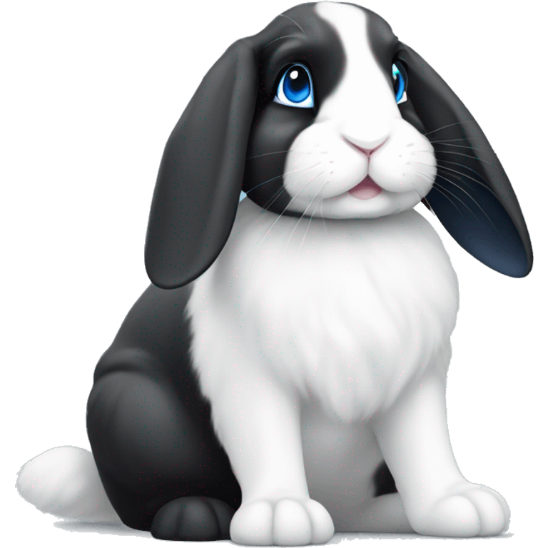 Black and white lop ear rabbit with blue eyes  emoji