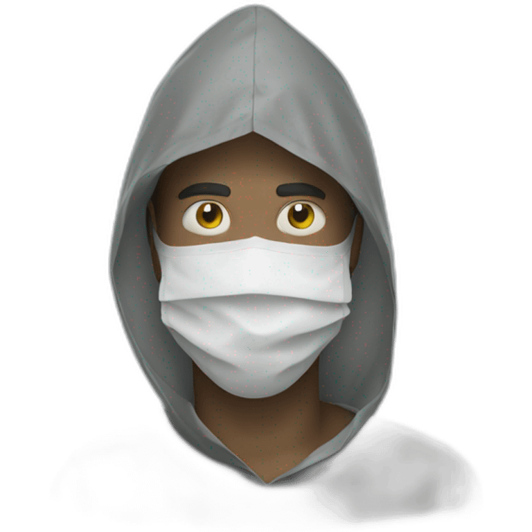 A man with a plastic bag mask over his head emoji