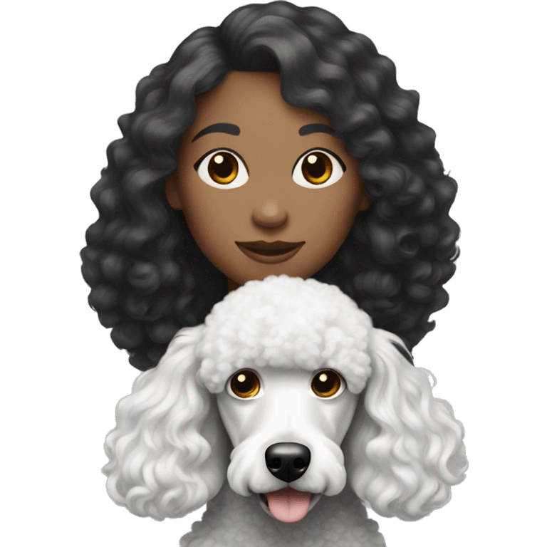 Pale White Red haired woman with black standard poodle emoji