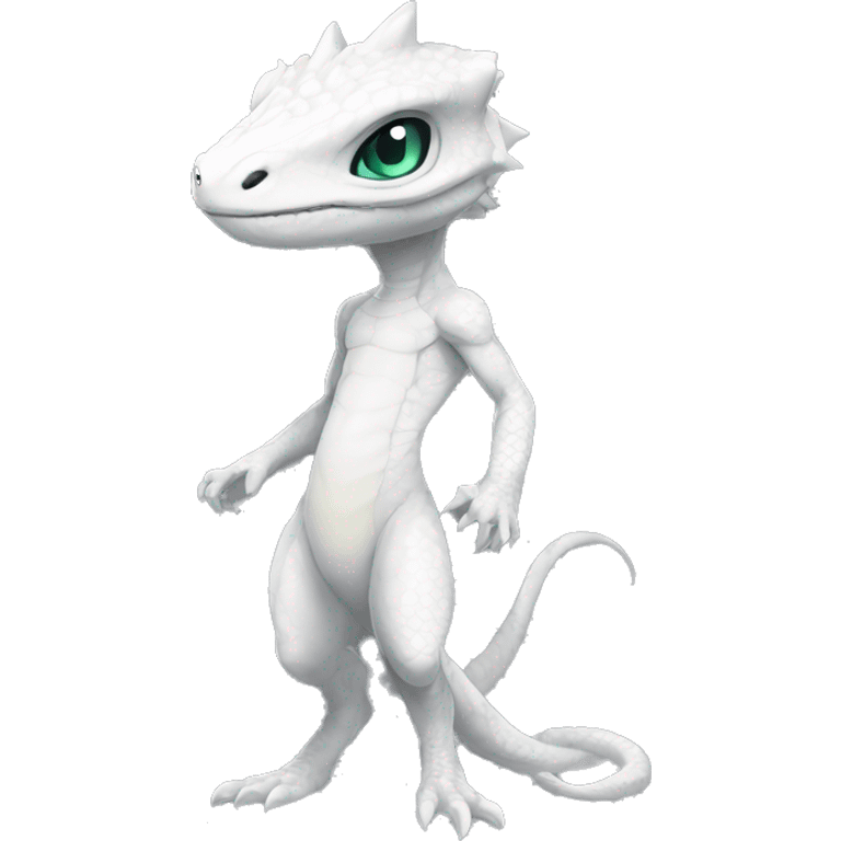 Chibi, White, Anthro-Sona-Lizard-Alien-Fakémon, Full Body emoji