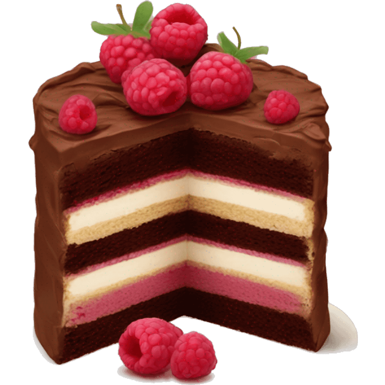 Realistic raspberry chocolate layered cake emoji