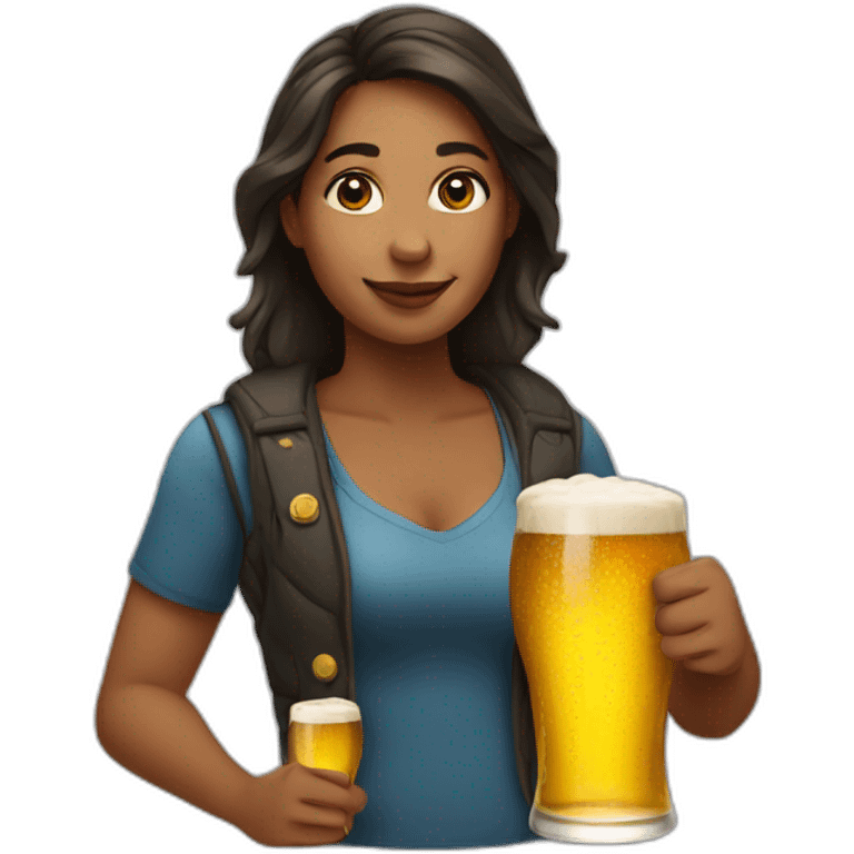 woman with beer emoji